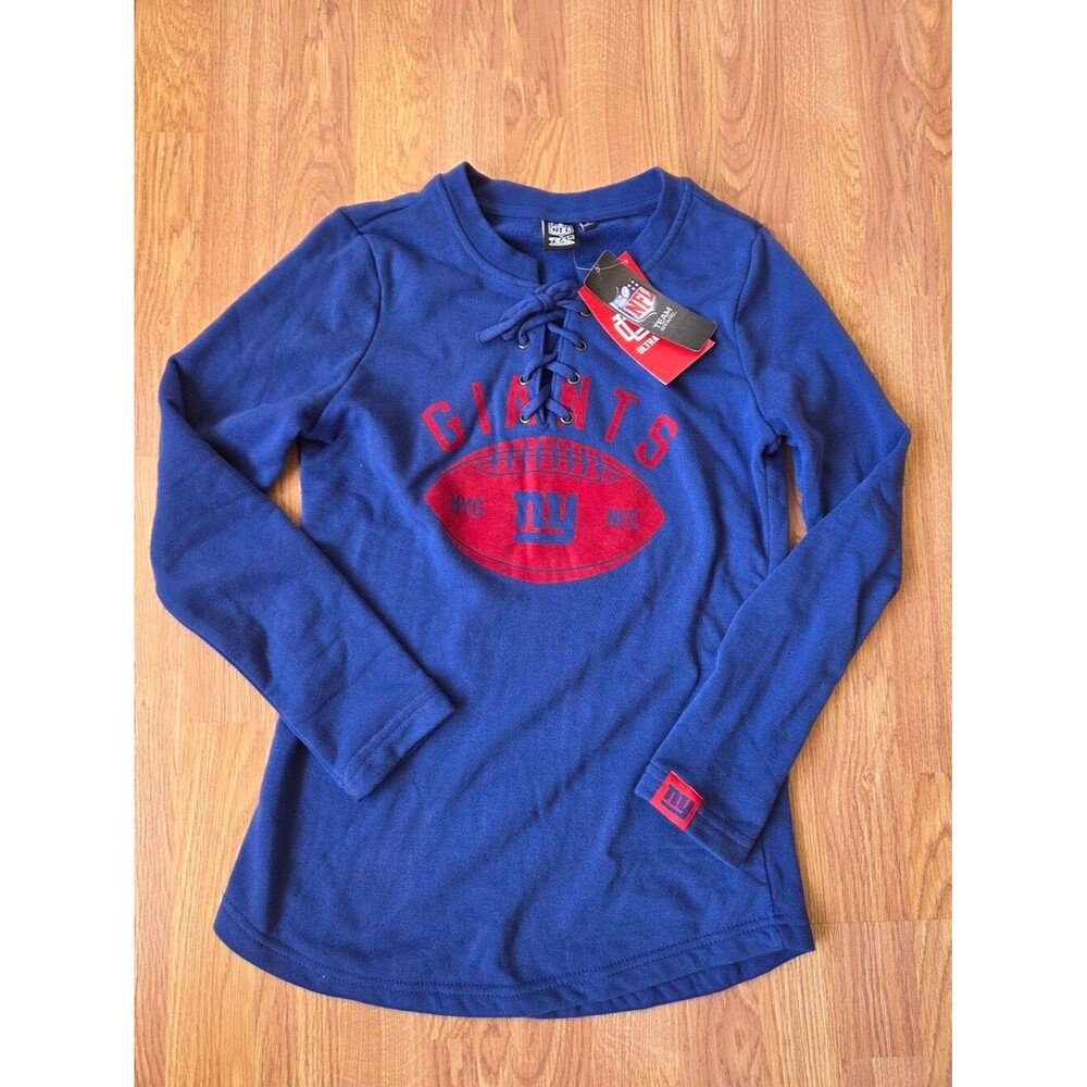 New York Giants Womens S Sweatshirt Pullover Criss Cross Drawstring NWT